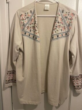 Blair Cream Open-Front Cardigan with Multicolor Embroidery (item 33)